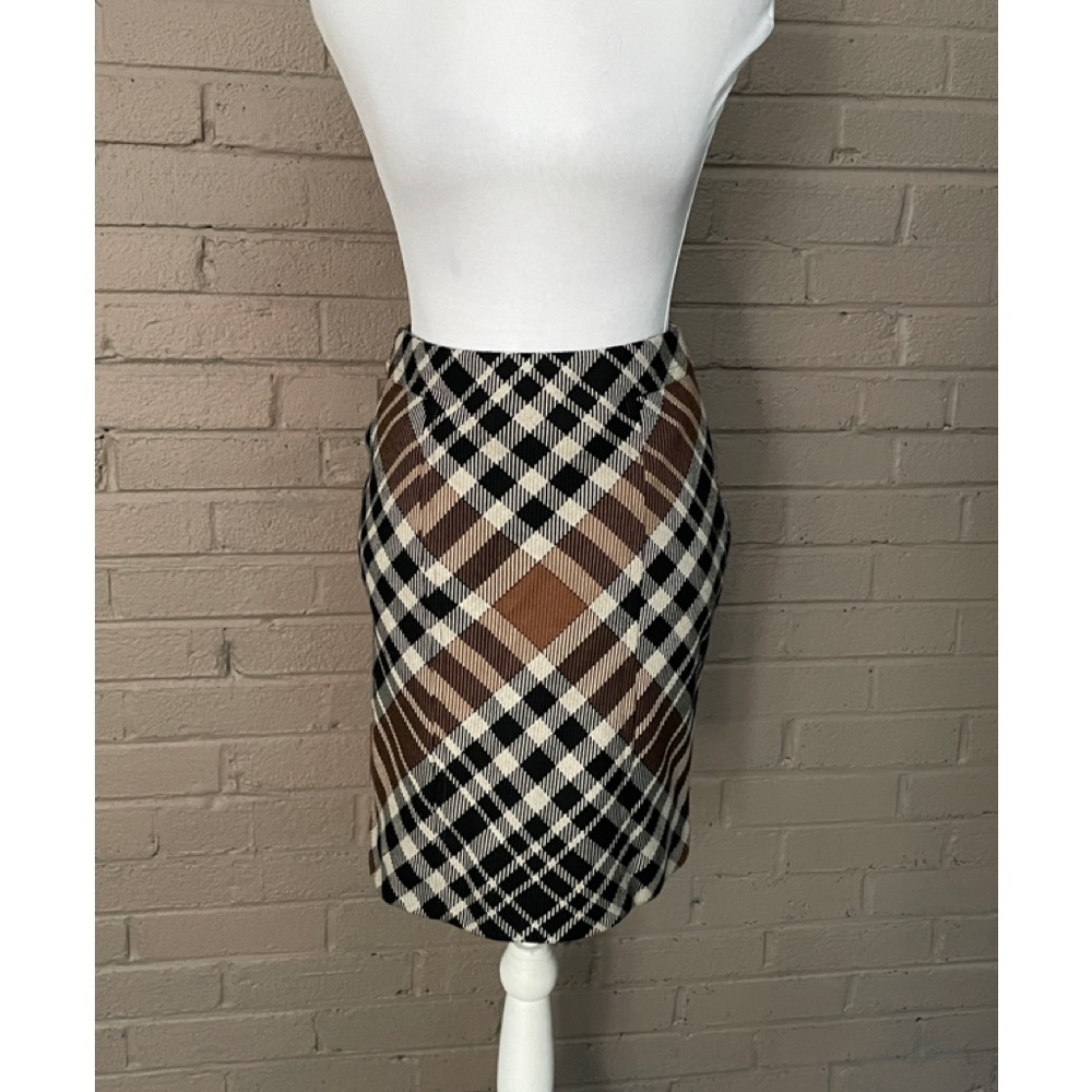 Anne Klein modern plaid wool blend skirt 2